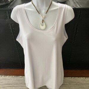 Valentina White Silky Tank Top Blouse Large